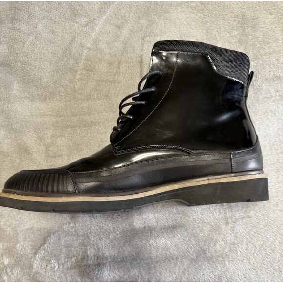 Moretti Black Label Black Adonis Lace Up Leather Upper Dress Boots Size 12 - Picture 2 of 11